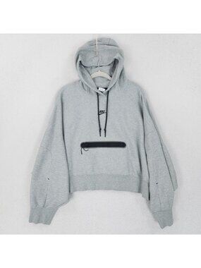Nike Sweater Womens 2XL Gray Hoodie Sweatshirt Tech Fleece Oversized Cropped